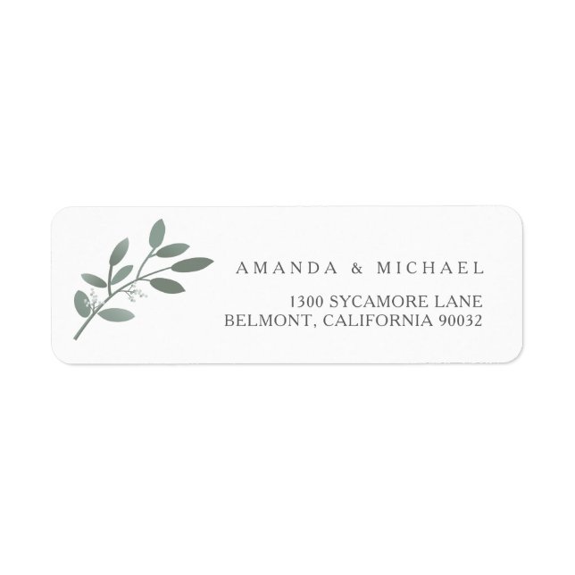 Elegant Eucalyptus Wedding Envelope Return Address (Front)