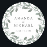 Elegant Eucalyptus Wedding Envelope Seal<br><div class="desc">Incorporating the delicate eucalyptus illustration from the matching wedding suite,  and encircling your text in a frame of pretty laurel leaves,  this sticker can be used as an envelope seal or on your wedding favours.</div>