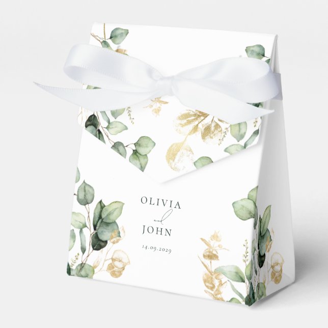 Elegant  Eucalyptus Wedding Favour Box (Front Side)