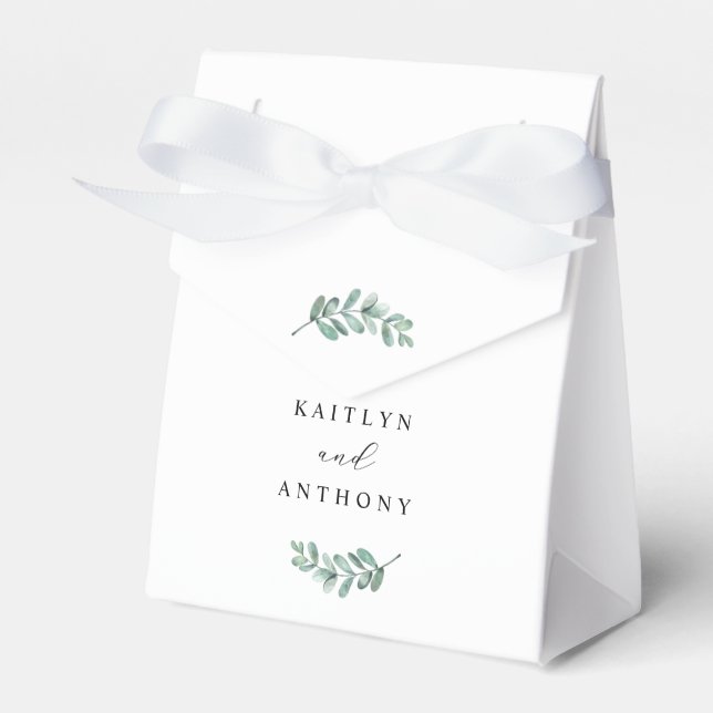 Elegant Eucalyptus Wedding Favour Box (Front Side)