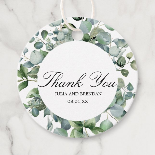 Elegant Eucalyptus wedding  Favour Tags (Front)