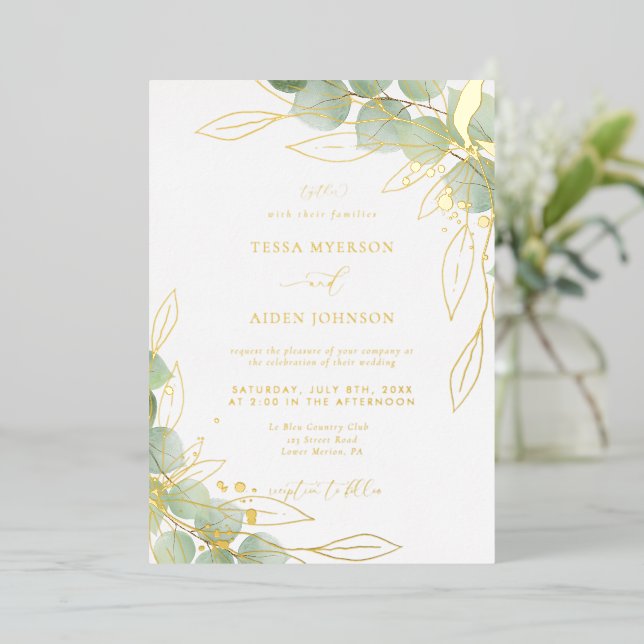 Elegant Eucalyptus Wedding Gold (Standing Front)