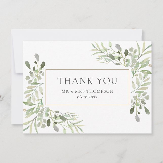 Elegant Eucalyptus Wedding Greenery Thank You (Front)