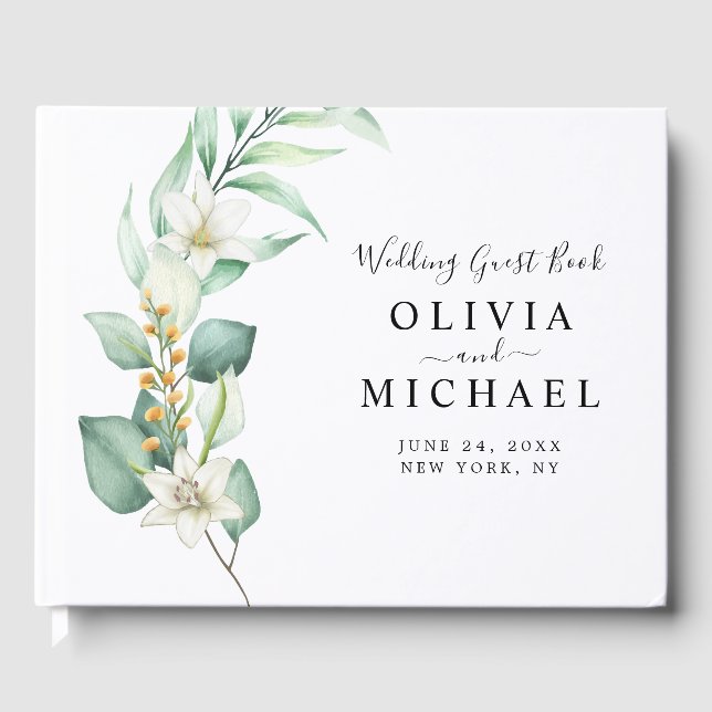 Elegant Eucalyptus Wedding Guest Book (Front)