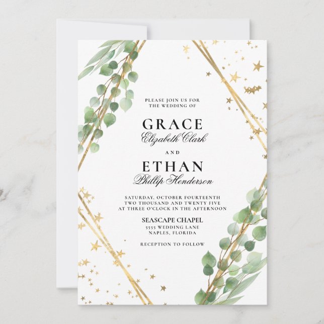 Elegant Eucalyptus Wedding Invitation (Front)