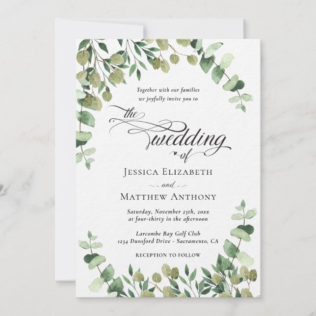 Elegant Eucalyptus Wedding Invitation (Front)