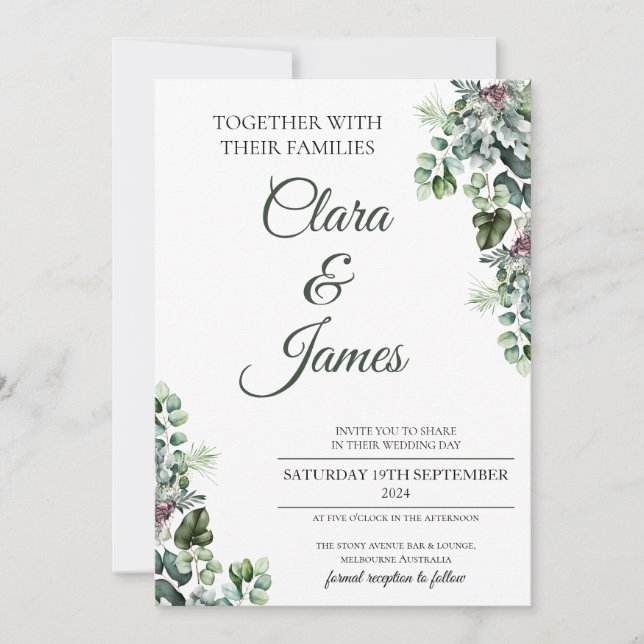 Elegant Eucalyptus Wedding Invitation (Front)
