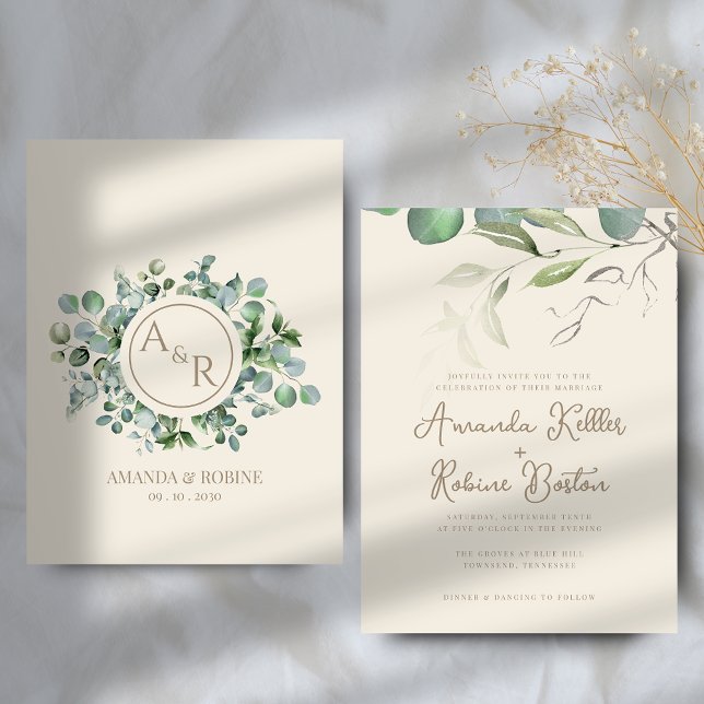 Elegant Eucalyptus Wedding Invitation (Creator Uploaded)