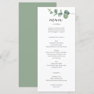 Elegant Eucalyptus Wedding Menu Card