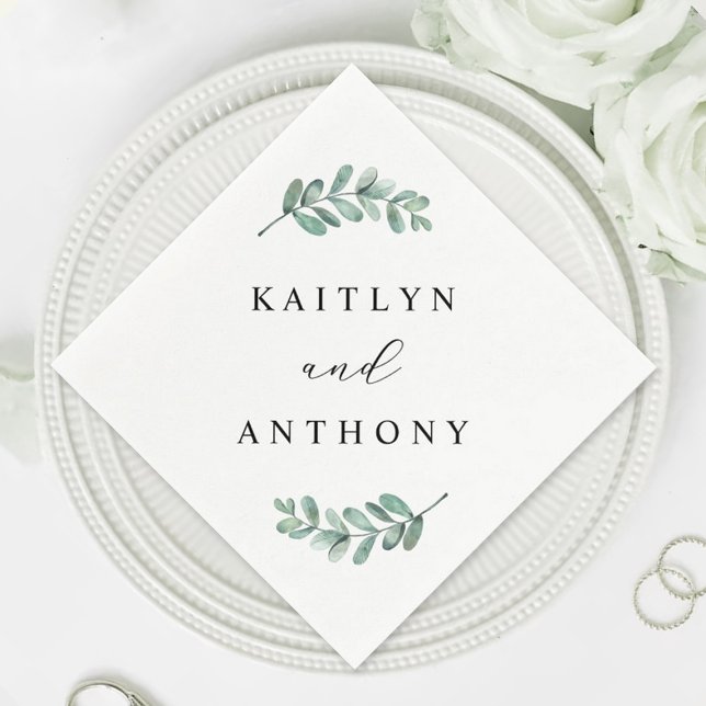 Elegant Eucalyptus Wedding Napkin (Creator Uploaded)