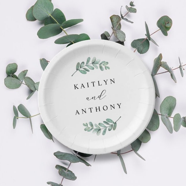 Elegant Eucalyptus Wedding Paper Plate (Creator Uploaded)