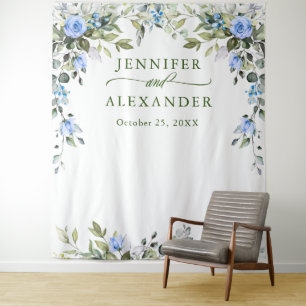 Elegant Eucalyptus Wedding Photo Booth Backdrop Tapestry