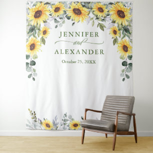 Elegant Eucalyptus Wedding Photo Booth Backdrop Tapestry