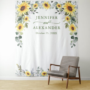 Elegant Eucalyptus Wedding Photo Booth Backdrop Tapestry