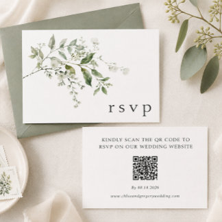 Elegant Eucalyptus Wedding QR Code RSVP Card