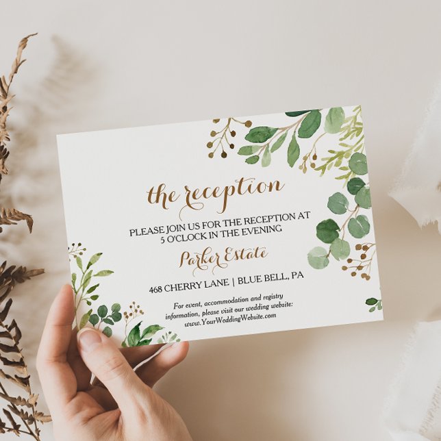 Elegant Eucalyptus Wedding Reception Card (Creator Uploaded)