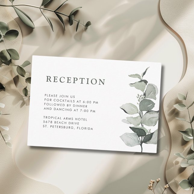 Elegant Eucalyptus Wedding Reception Enclosure Card (Elegant Eucalyptus Wedding Reception Details Card)