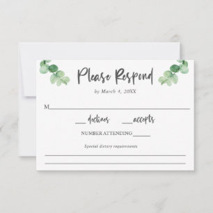 Elegant Eucalyptus wedding RSVP Diet requirements