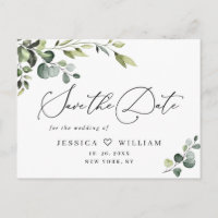 Elegant Eucalyptus Wedding Save the Date QR code