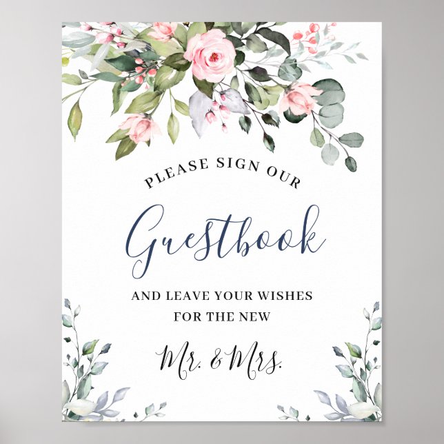 Elegant Eucalyptus Wedding Sign Our Guestbook (Front)