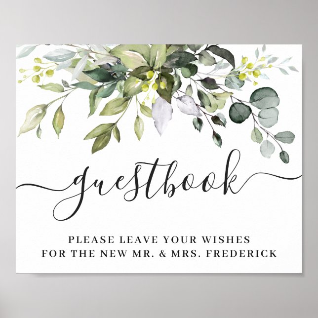 Elegant Eucalyptus Wedding Sign Our Guestbook (Front)