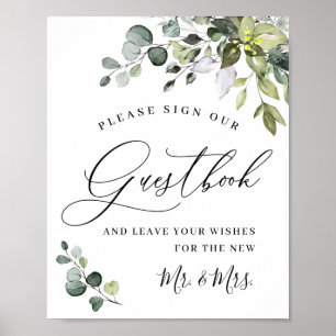 Elegant Eucalyptus Wedding Sign Our Guestbook