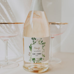 Elegant Eucalyptus Wedding Sparkling Wine Labels