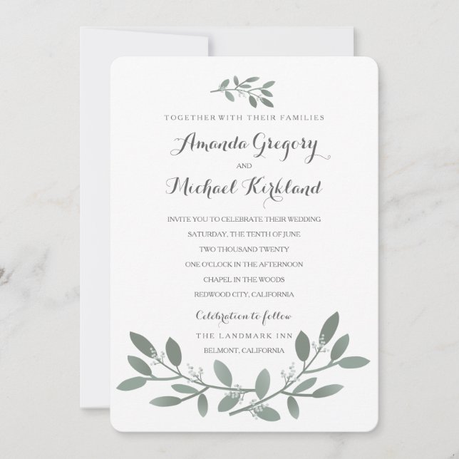 Elegant Eucalyptus Wedding Suite Invitation (Front)