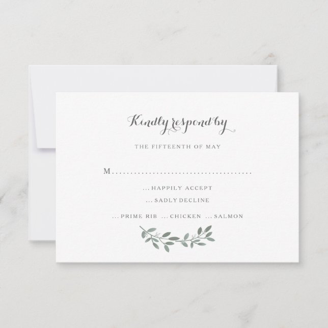 Elegant Eucalyptus Wedding Suite Response RSVP (Front)