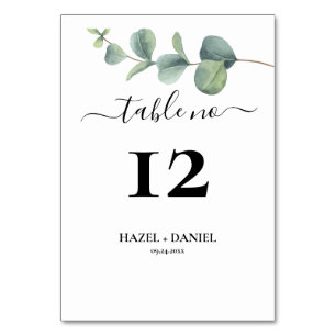 Elegant Eucalyptus Wedding Table Number Card