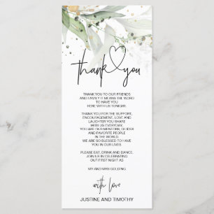Elegant Eucalyptus Wedding Thank You Table Setting Menu