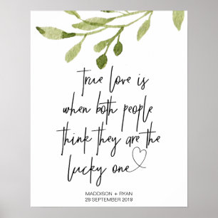 Elegant Eucalyptus Wedding True Love Welcome Poster
