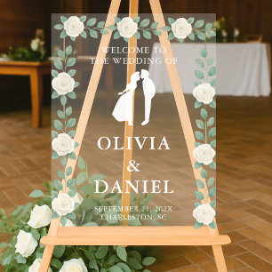 Elegant Eucalyptus Wedding Welcome Acrylic Sign