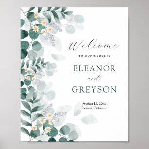 Elegant eucalyptus wedding welcome   poster