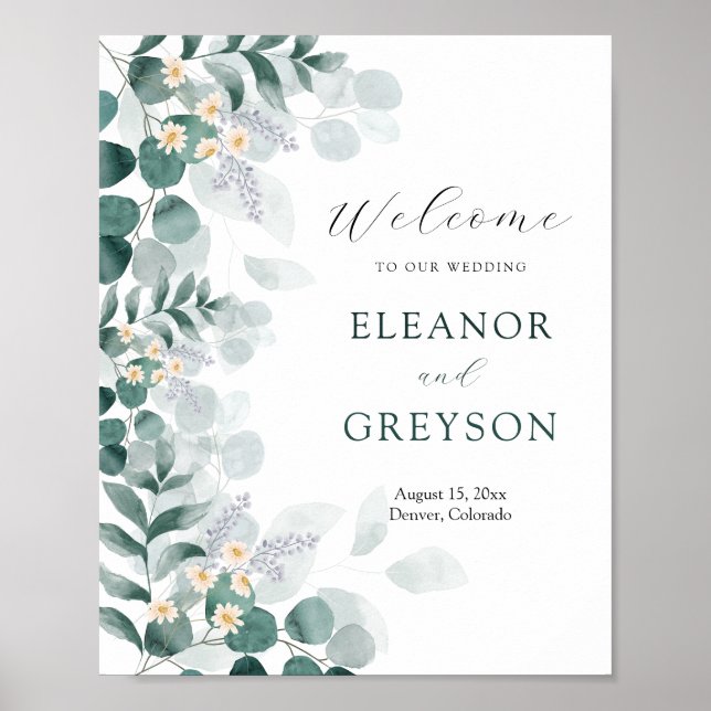 Elegant eucalyptus wedding welcome   poster (Front)