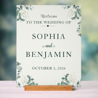 Elegant Eucalyptus Wedding Welcome Sign