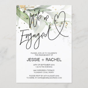 Elegant Eucalyptus We're Engaged Engagement Party Invitation