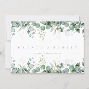 Elegant Eucalyptus White Bridal Shower Invitation