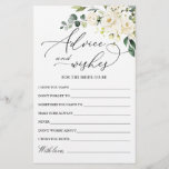 Elegant Eucalyptus White Rose Wishes & Advice Card<br><div class="desc">Watercolor Eucalyptus Wishes & Advice Card.
Personalise with the bride to be's name and date of shower. 
For further customisation,  please click the "customise further" link. If you need help,  contact me please.</div>