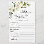 Elegant Eucalyptus White Rose Wishes & Advice Card<br><div class="desc">Watercolor Eucalyptus Wishes & Advice Card.
Personalise with the bride to be's name and date of shower. 
For further customisation,  please click the "customise further" link. If you need help,  contact me please.</div>