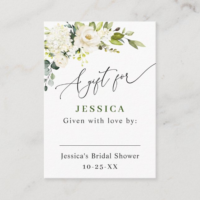 Elegant Eucalyptus White Roses Display Shower Encl Enclosure Card (Front)