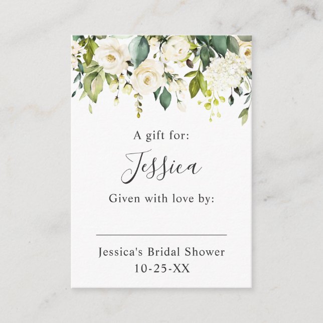 Elegant Eucalyptus White Roses Display Shower Enclosure Card (Front)