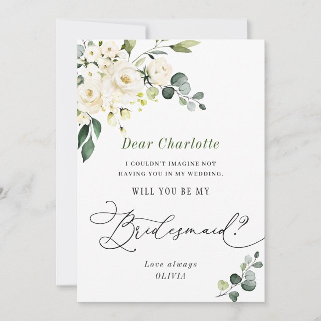 Elegant Eucalyptus Will You Be My Bridesmaid Invitation (Front)