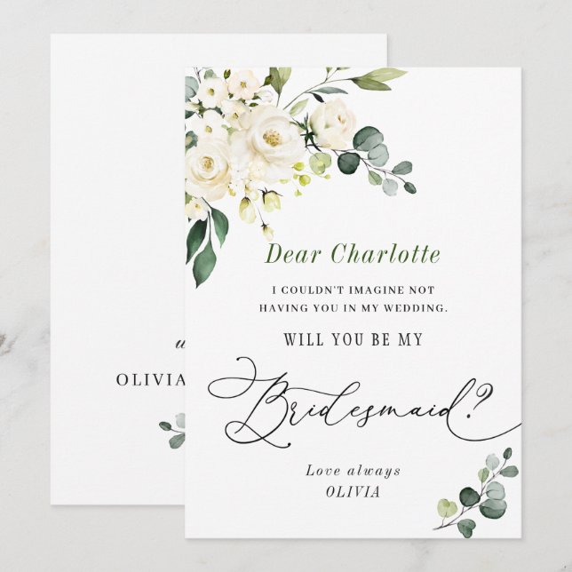 Elegant Eucalyptus Will You Be My Bridesmaid Invitation (Front/Back)