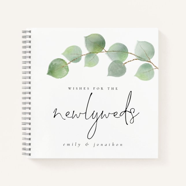 Elegant Eucalyptus Wishes for Newlyweds Guest Book (Front)