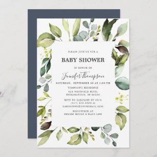 Elegant Eucalyptus with Greenery Baby Shower Invitation