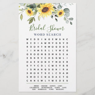 Elegant Eucalyptus Word Search Bridal Shower Game