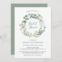 Elegant Eucalyptus Wreath Bridal Shower Invitation