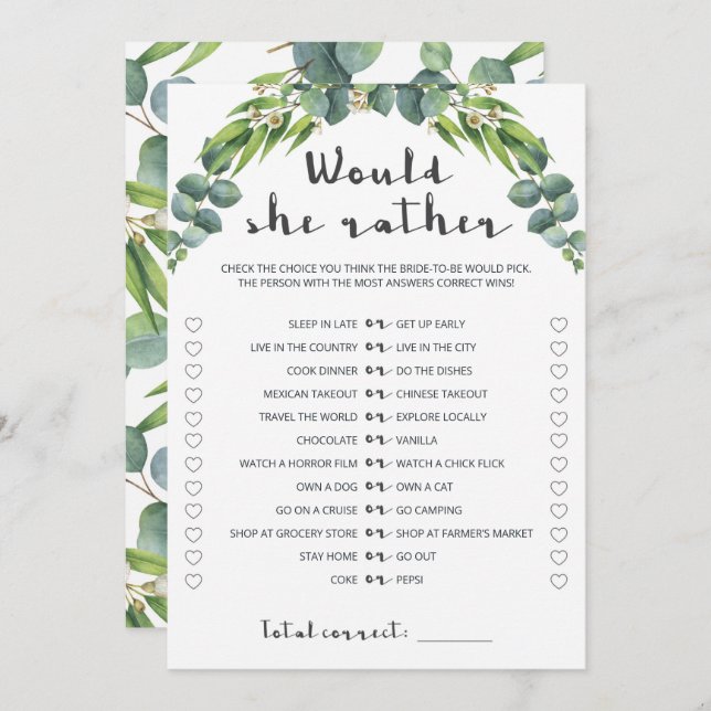 Elegant Eucalyptus Wreath Bridal Would She Rather (Front/Back)