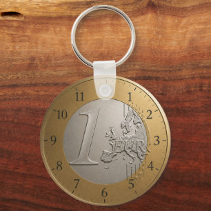 Elegant Euro Coin Golden Metallic European Map Art Key Ring